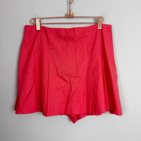 ZARA | NEW Coral Red Linen Skort Skirt with Shorts Women’s Size Medium - Picture 1 of 8